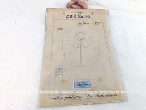 Authentique pochette « Ouvrages Petit Faune » Patron Cape Enfant années 80