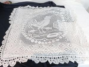 Ancienne taie d’oreiller fait main crochet recto verso