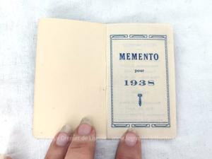 Adorable ancien très mini almanach carnet mémento 1938