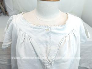 Ancienne grande chemise de nuit lin plis broderies et monogrammes MS