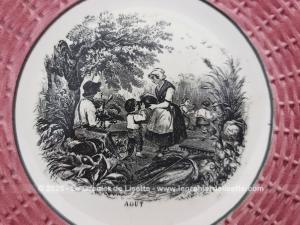 Ancienne petite assiette parlante Aout  Sarreguemines Digoin