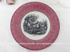 Ancienne petite assiette parlante Aout  Sarreguemines Digoin