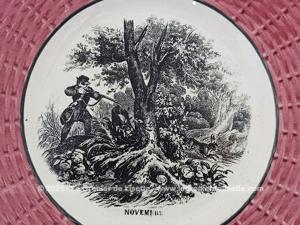 Ancienne petite assiette parlante Novembre Sarreguemines Digoin