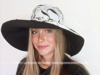 Vous rêviez d'avoir un chapeau comme dans un film des années 60/70 ? c'est celui là ! Avec son coté réversible, cette capeline est très élégante et estampillée Keyone. Amateurs de noir et blanc, vous serez conquis ! 
