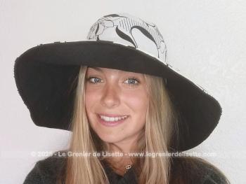 Vous rêviez d'avoir un chapeau comme dans un film des années 60/70 ? c'est celui là ! Avec son coté réversible, cette capeline est très élégante et estampillée Keyone. Amateurs de noir et blanc, vous serez conquis ! 