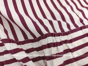 Coupon couvre lit pour cosy tissus ameublement rayures bordeaux