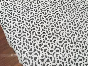Ancien couvre-lit crochet fils coton blanc fait main volutes