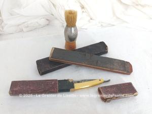Nécessaire vintage à barbe avec Blaireau, Coupe-Choux et Polissoir