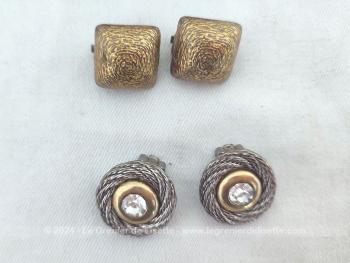 Bien originales, voici un  trio de paires de boucles d'oreille vintages à pince pour oreilles non percées, à détourner si on veut en décoration pour chaussures, cravates ou autres supers idées !