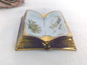 Petit cendrier vintage forme livre ouvert Porcelaine de Limoges