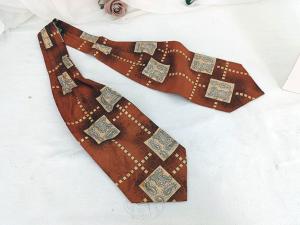Foulard Ascot vintage tendance seventies polyester ton orangé
