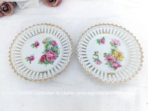 Duo petites assiettes bordure ajourée dentelle style shabby