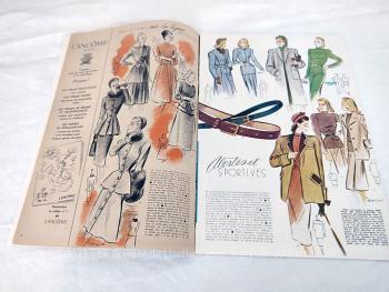 Voici la revue Modes et Travaux de septembre 1947 sur 20 pages avec tout ce qu'il faut pour affronter l'automne et prévoir l'hiver avec élégance tout en voyageant dans les années 40/50