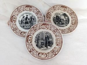 Trio petites assiettes parlantes Découvertes en Sarreguemines
