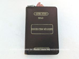 Ancien Agenda Dunod Construction Mécanique de 1940