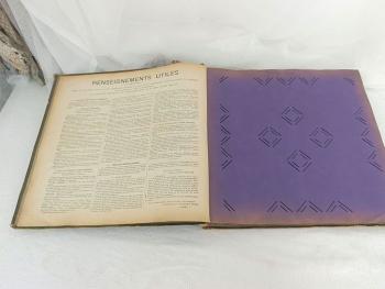 Ancien album vide du début des années 1900 de 42 feuilles avec emplacements pour mettre les cartes de différentes facons. Superbe couverture Art Nouveau au décor floral très ornementé. Que de charme!
