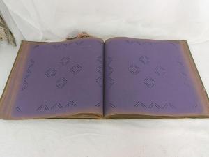 Ancien album cartes postales 42 feuilles couverture fleurs mordorées