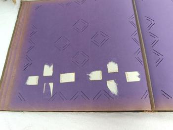 Ancien album vide du début des années 1900 de 42 feuilles avec emplacements pour mettre les cartes de différentes facons. Superbe couverture Art Nouveau au décor floral très ornementé. Que de charme!