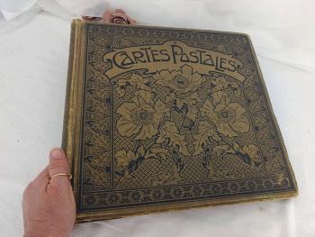 Ancien album vide du début des années 1900 de 42 feuilles avec emplacements pour mettre les cartes de différentes facons. Superbe couverture Art Nouveau au décor floral très ornementé. Que de charme!