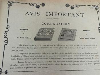 Ancien album vide du début des années 1900 de 42 feuilles avec emplacements pour mettre les cartes de différentes facons. Superbe couverture Art Nouveau au décor floral très ornementé. Que de charme!