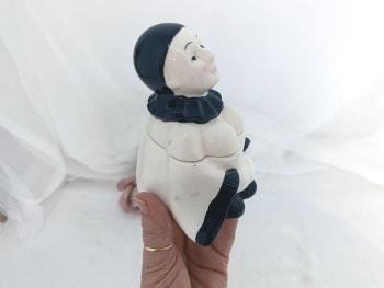 Voici une bonbonnière ou boite bien originale bonbonnière en 2 parties représentant Pierrot le Clown Blanc. Original !