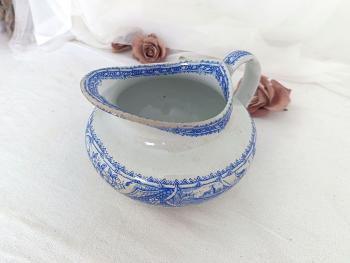 Ancien broc bleu service de toilette faïenceries 
