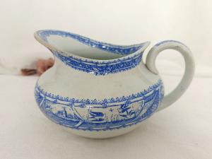 Ancien broc bleu service de toilette faïenceries « J&F  Bourdaleix Bordeaux »