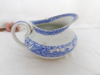 Ancien broc bleu service de toilette faïenceries 