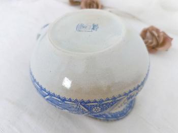 Ancien broc bleu service de toilette faïenceries 