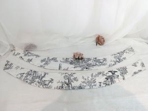 Paire de belles embrasses tissus tendance toile Jouy Gris