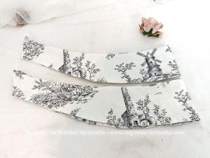 Paire de belles embrasses tissus tendance toile Jouy Gris