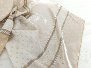 Superbe écharpe soyeuse champagne pois et raies – Image 3