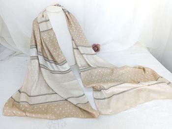 Superbe écharpe soyeuse champagne pois et raies – Image 2