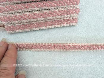 Voici un joli galon vintage de passementerie de 250 x 1,2 cm composé d'une guirlande de reliefs roses et de fines frises. Parfait pour une touche shabby ou romantique dans vos créations.