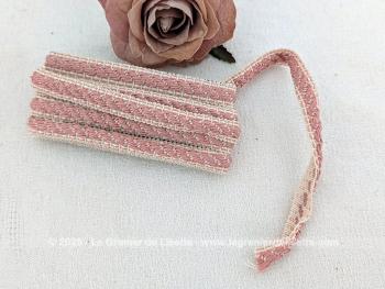 Voici un joli galon vintage de passementerie de 250 x 1,2 cm composé d'une guirlande de reliefs roses et de fines frises. Parfait pour une touche shabby ou romantique dans vos créations.