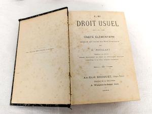 Livre ancien « Le Droit Usuel » traité élémentaire daté de 1901