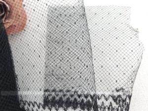 Long coupon résille noire dessins chevrons bordure