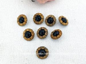 Lot 8 boutons imitation strass et perle noire