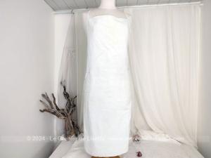 Ancien tablier cuisine fait main drap LM brodées