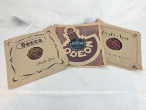 Trio de disques à aiguille 78 Trénet, Montand et Freres Jacques