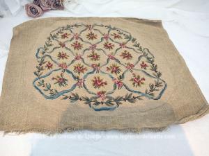 Ancien canevas toile jute dessus chaise
