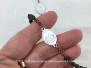 Ancien chapelet 7 douleurs de la Vierges bois et fer blanc