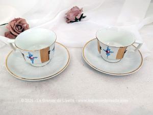 Duo vintage de tasses « Tete à tête » style Art Déco