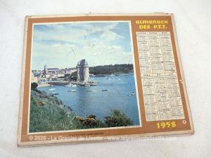 Almanach cartonné des PTT de 1958 avec feuillets