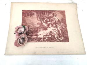 Planche d’art XIXe d’après François Boucher « Sylvie délivrée par Aminthe »
