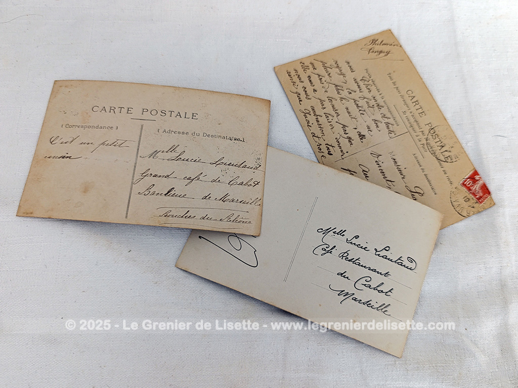 Voici un lot de 3cartes postales anciennes pour fêter le 1er Avril, datant du tout début du siècle dernier représentant des photos sur papier glacé des personnes avec des poissons et sa petite maxime au bas... et au dos, de petits messages.