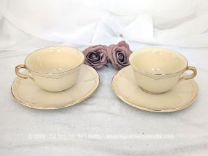 Duo vintage de tasses et soucoupes spécial déjeuner
