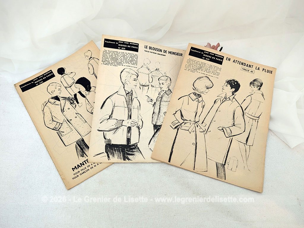 Datant de 1965, voici un lot de 3 patrons suppléments de la revue