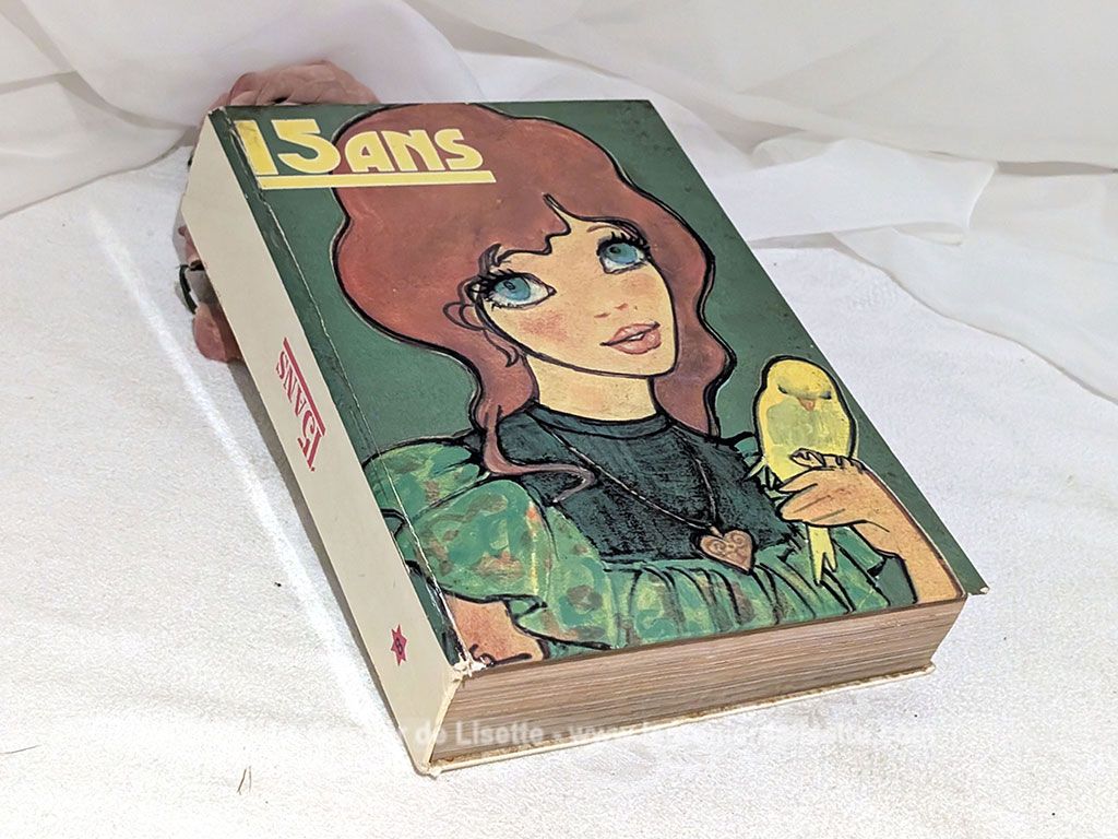 Voici la reliure complète de la revue 15 ANS pour l'année 1972 avec ses 12 numéros, de janvier à décembre, regroupés dans un seul volume cartonné. C'est une plongée directe dans les années 70 avec la mode, les stars et les rubriques pour ados de l'époque.