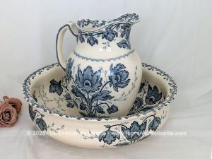 Ancien service toilette bleu Sarreguemines modèle Moderne